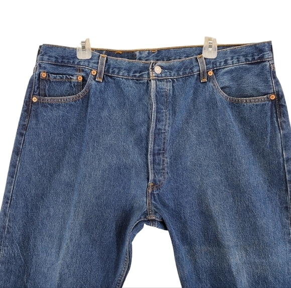 Vtg Levis 501 Jeans Mens 42x30 Blue Hi Rise Wide Leg Buttonfly USA 90s (40x30) - Picture 2 of 15